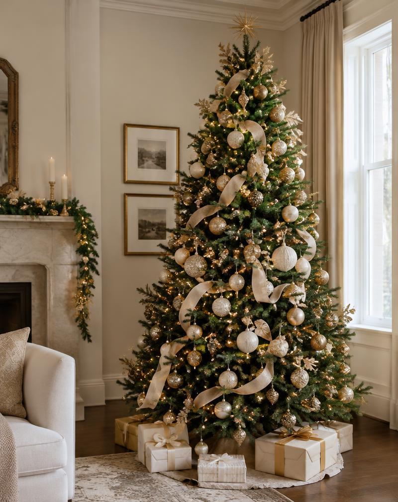 Inspiração ilustrativa de decoração Elegante: Dourado, creme e champanhe